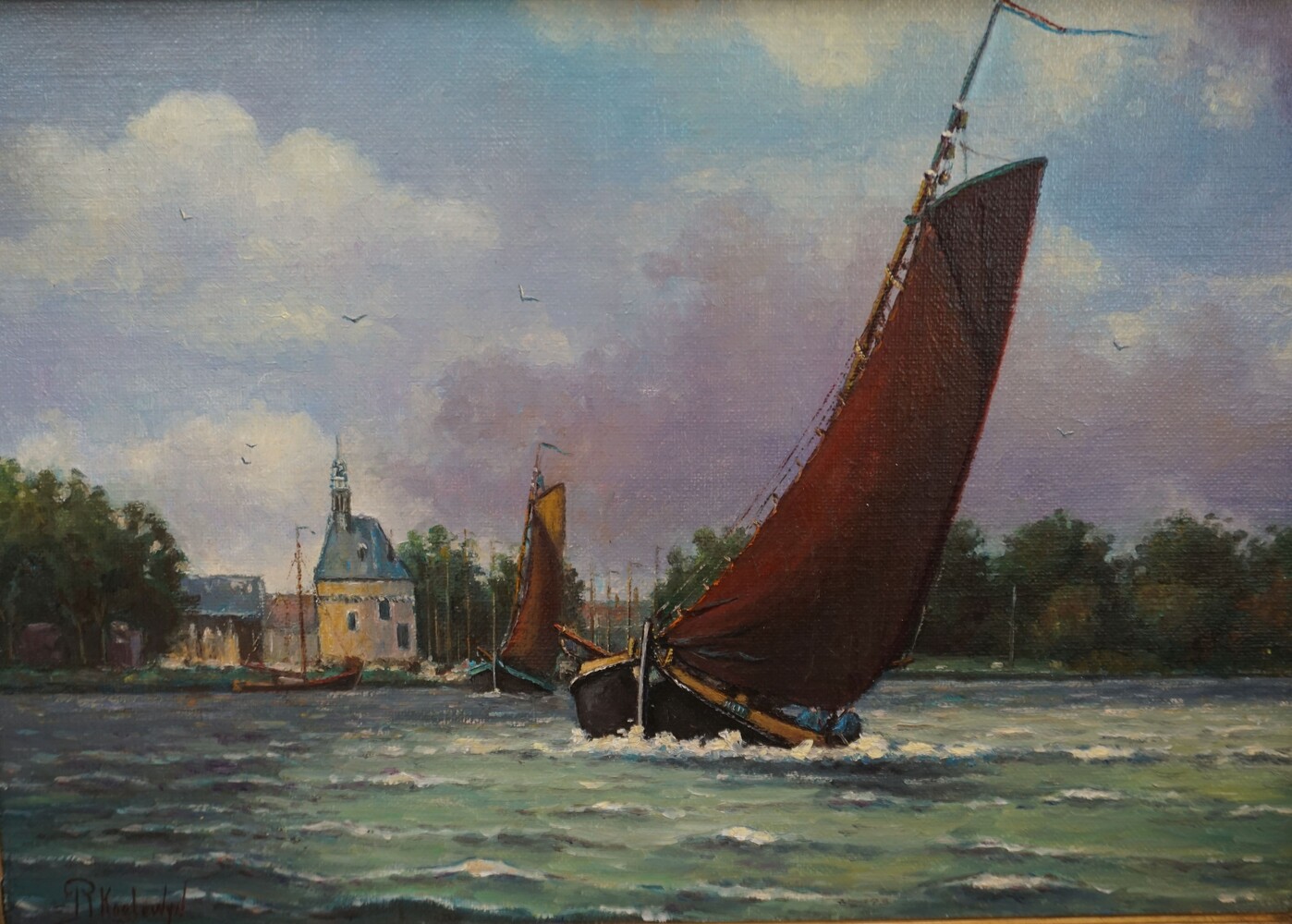 Hoorn harbour with sailing Botter